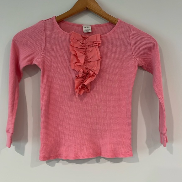 Crewcuts Other - CREWCUTS Girls 6/7 Cotton Thermal Knit Long Sleeve Shirt Ruffle Front
